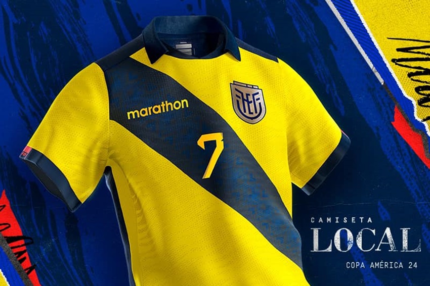 Camiseta de Ecuador, con una personalización en la parte posterior, está aprobada para la Copa América