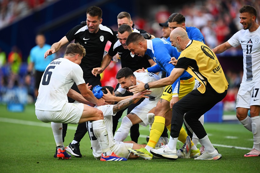 Eslovenia responde en el segundo tiempo y consigue el empate contra Dinamarca