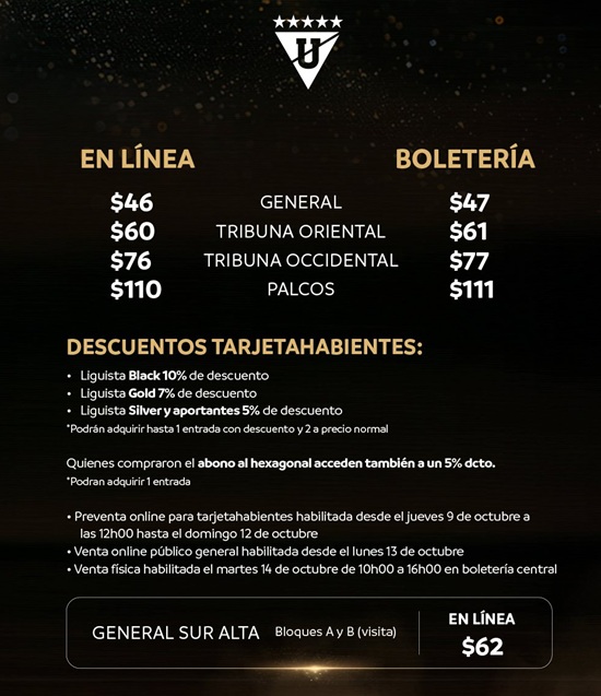 Liga de Quito precios semifinales Libertadores Palmeiras