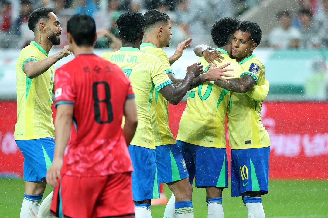 Brasil arrasa a Corea del Sur en amistoso con dobletes de Estevao y Rodrygo